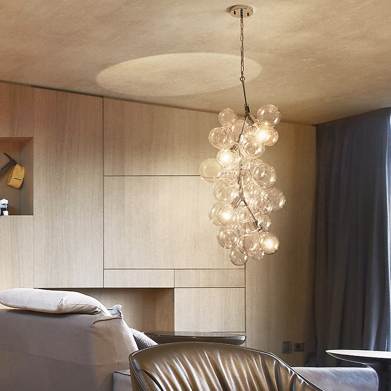 Moderne Kugelhänge Deckenlampe klares Glas 3/5-Licht-Wohnzimmer Kronleuchter Anhänger in Gold