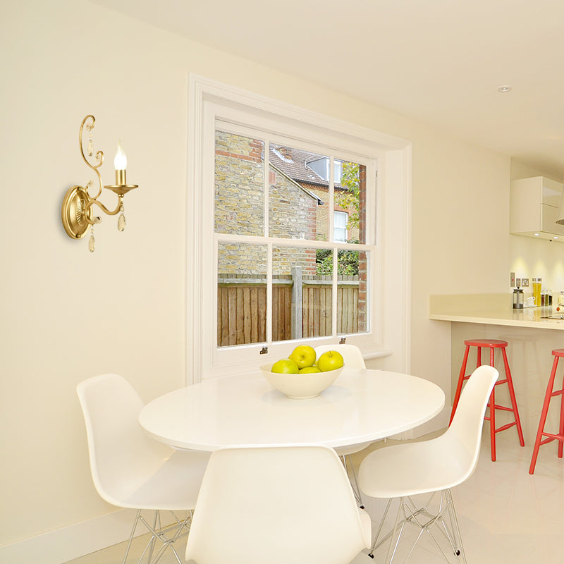 Gebogen arm SCONCE Licht Hedendaags kristal 1/2-licht wandbevestiging Verlichting met/zonder schaduw in messing