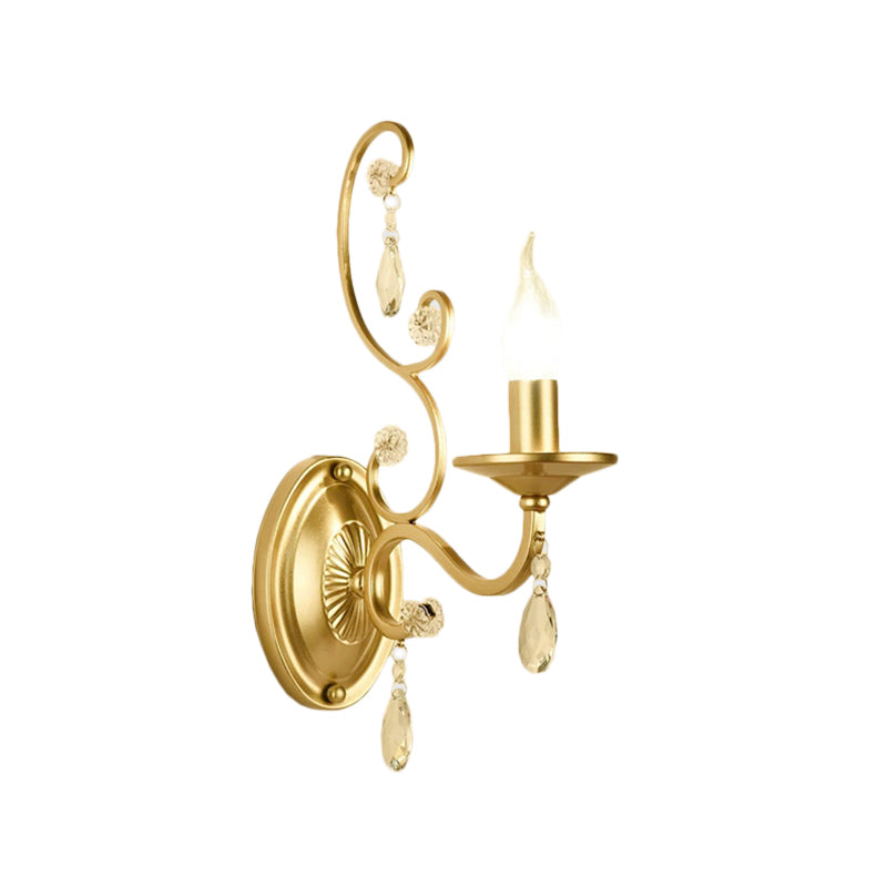 Gebogen arm SCONCE Licht Hedendaags kristal 1/2-licht wandbevestiging Verlichting met/zonder schaduw in messing