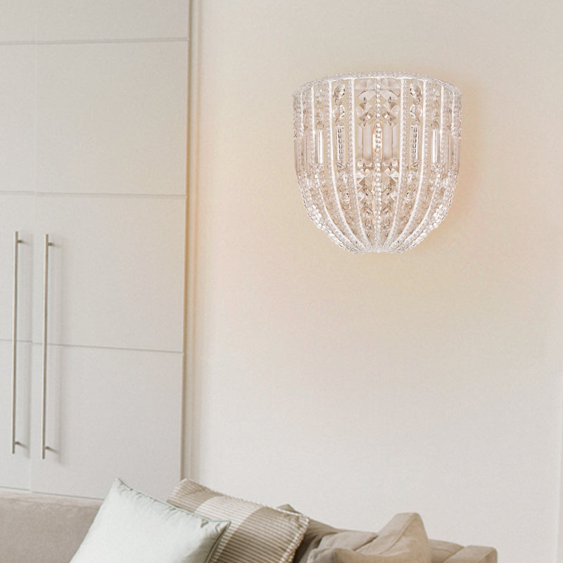 Kralen wandkandel licht hedendaagse stijl helder kristal 1 hoofd wandlamp voor woonkamer