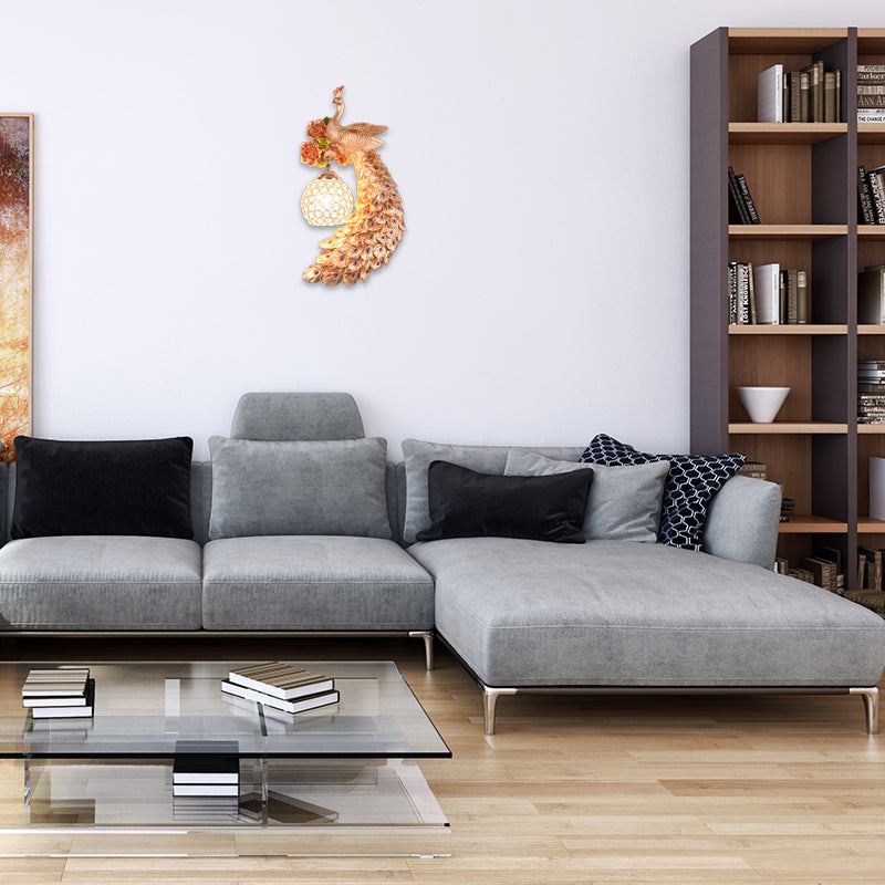 Doble/derecho/izquierdo Peacock pared Squads Stiloft Metal 8 "/10" W 1 Iluminación de pared de bulbo con sombra de cristal de domo en blanco/oro