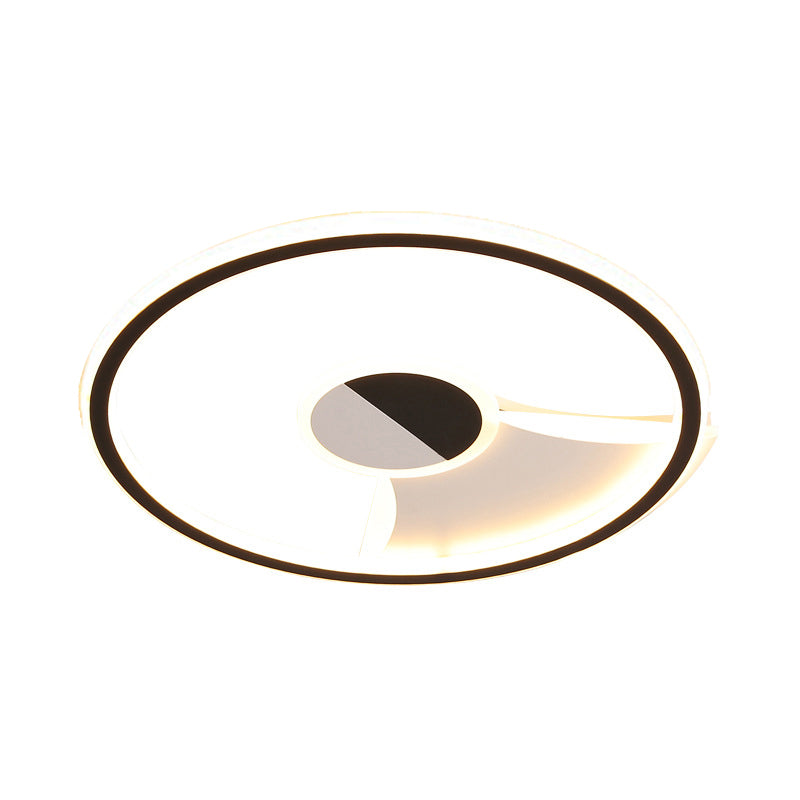 Plafoniera da incasso circolare in acrilico stile semplice LED in bianco e nero 16"/19,5"/23,5" lampada da soffitto a LED per camera da letto in bianco caldo/bianco