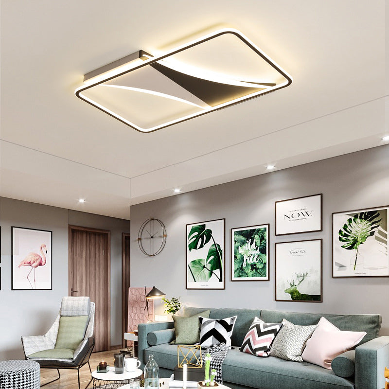 Plafonnier carré/rectangulaire moderne en acrylique noir et blanc, plafonnier LED pour chambre à coucher en blanc chaud/blanc, 16"/19,5"/23,5" W