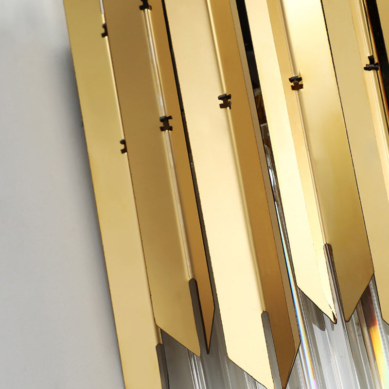 Clear Crystal Prism Wall Mount Light Modernist 2 Heads Wall Lighting in Brass for Bedroom