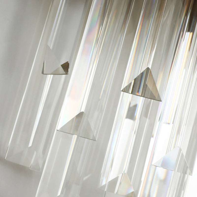 Clear Crystal Prism Wall Mount Light Modernist 2 Heads Wall Lighting in Brass for Bedroom