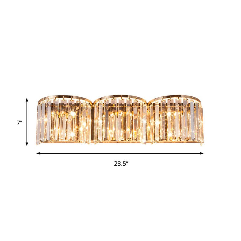 LED Linear Sconce Wall Light with Clear Crystal Block Modern Style Wall Mount Lamp in Gold