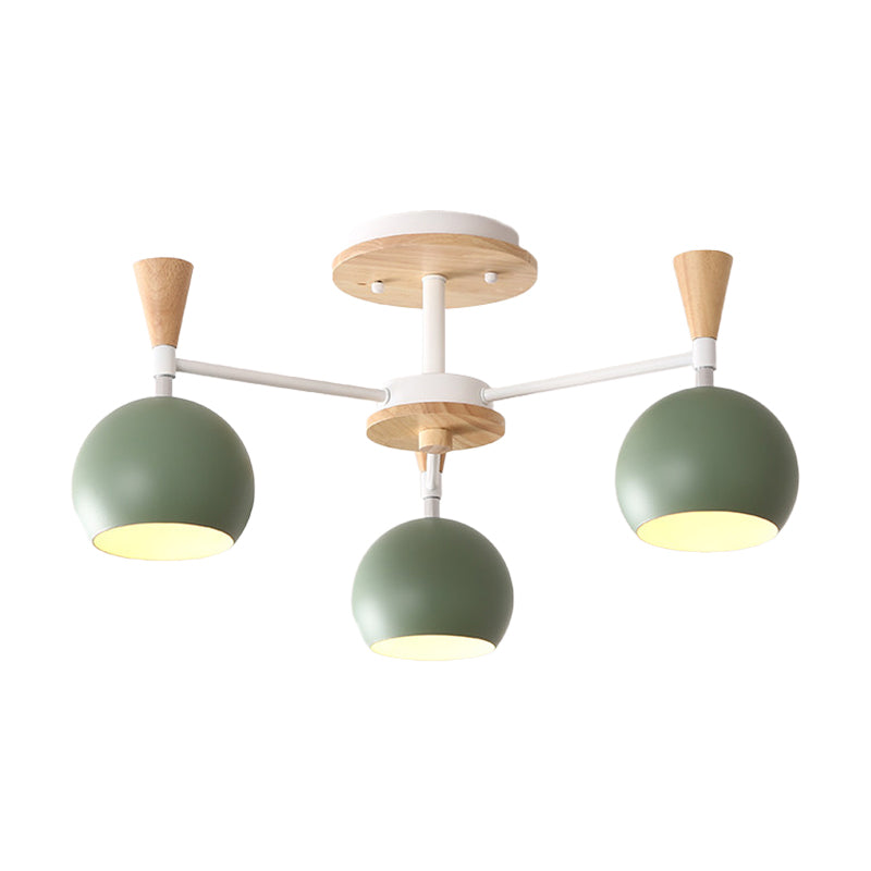 Macaron 3/6/8-Light Ceiling Lamp with Acrylic Shade Pink/Yellow/Blue Dome Semi Flush Pendant