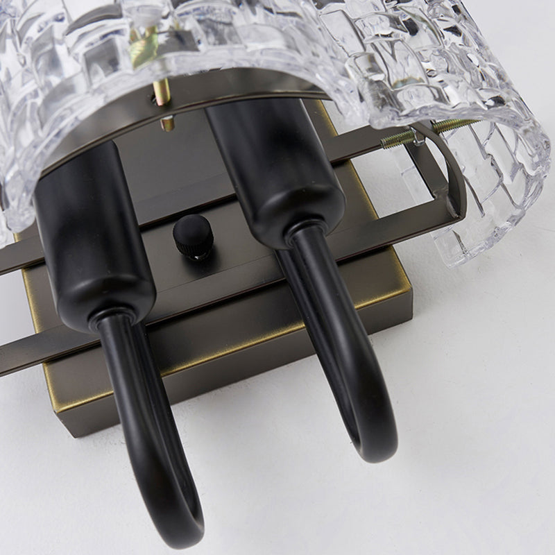 Modernisme Clear Crystal Mur Mount Fixture 2 lumières Sronie murale avec plaque arrière en métal pour le salon