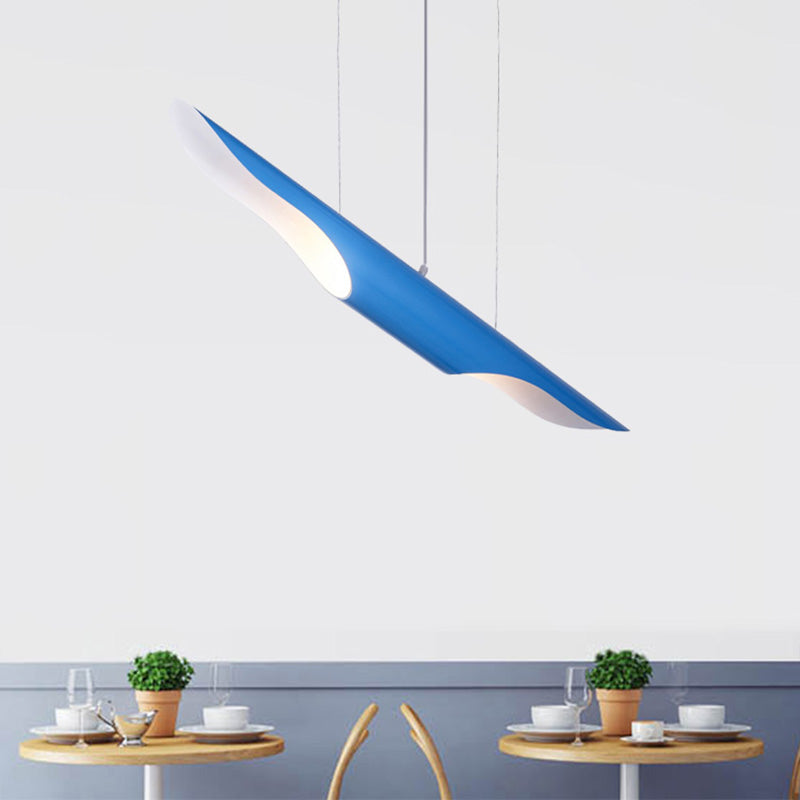 Tube Hanging Ceiling Light Nordic Metal White/Red/Blue Pendant Light for Bedroom with Adjustable Cord