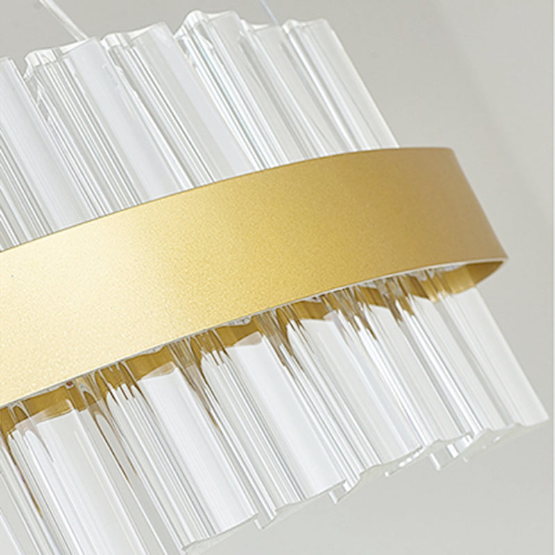 35.5"/47" Wide Glass Wavy Chandelier Light Post Modern Gold LED Hanging Ceiling Lamp in Third Gear for Kitchen Island