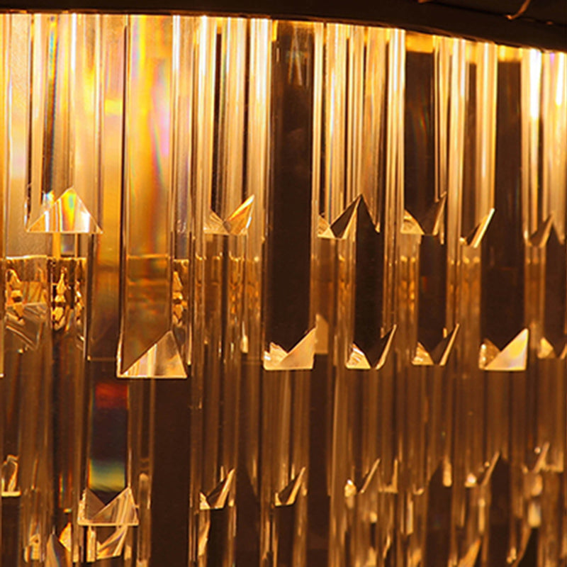 Gold Linear Chandelier Light Luxurious Crystal LED Hanging Lamp for Living Room, 35.5"/47" Long