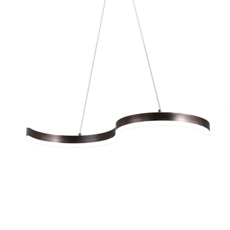 25.5"/31.5" Wide Contemporary 1 Light Chandelier with Acrylic Shade Brown S-Shaped Ceiling Pendant in Warm/White Light