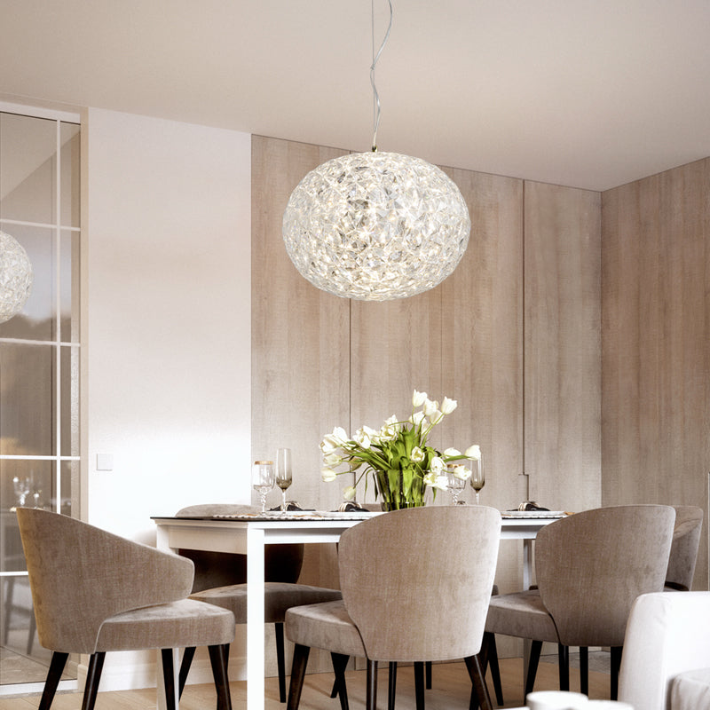 Luz de techo colgante global LED Techo de cristal transparente contemporáneo Luz colgante para comedor