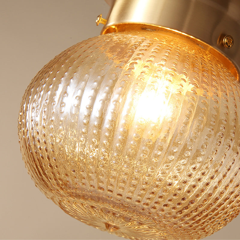 Gold Spherical Flush Mount Modern 1 Light Prismatic Glass Flush Ceiling Light Fixture