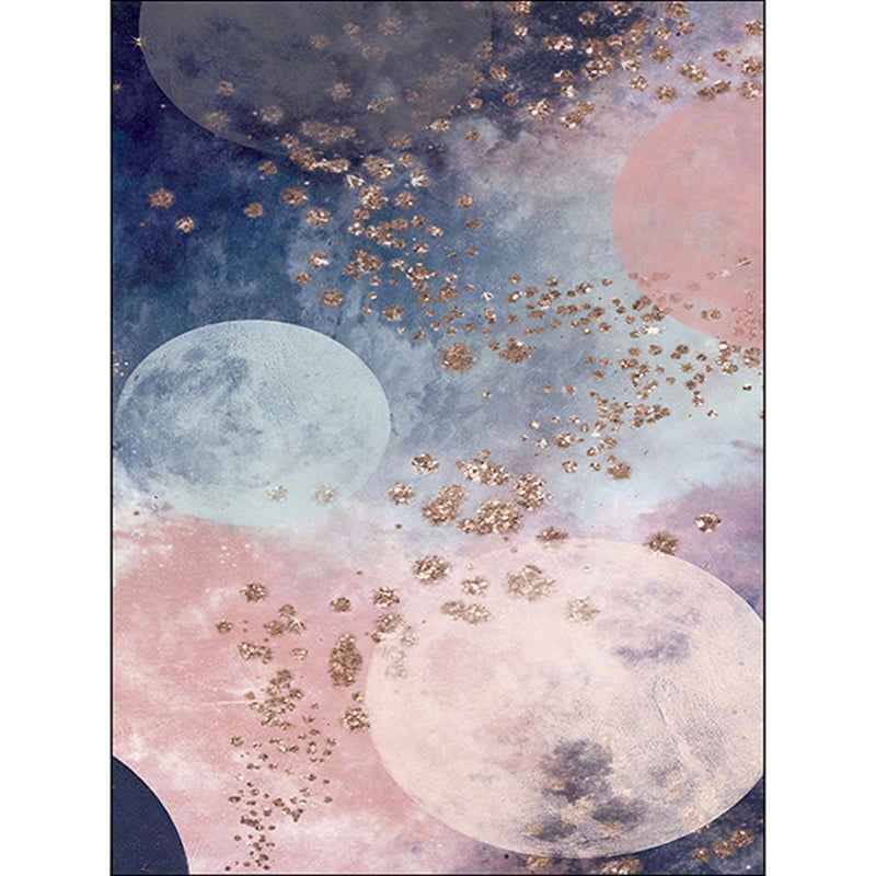 Creative Moon Pattern Rug Pink and Blue Modern Rug Polyester Washable Anti-Slip Backing Carpet for Living Room