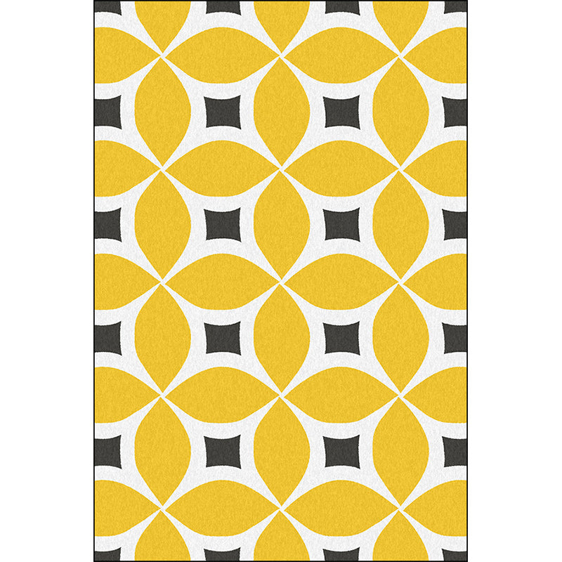 Unique Geometric Pattern Rug Orange and Blue Modern Rug Polyester Washable Anti-Slip Backing Area Rug for Living Room