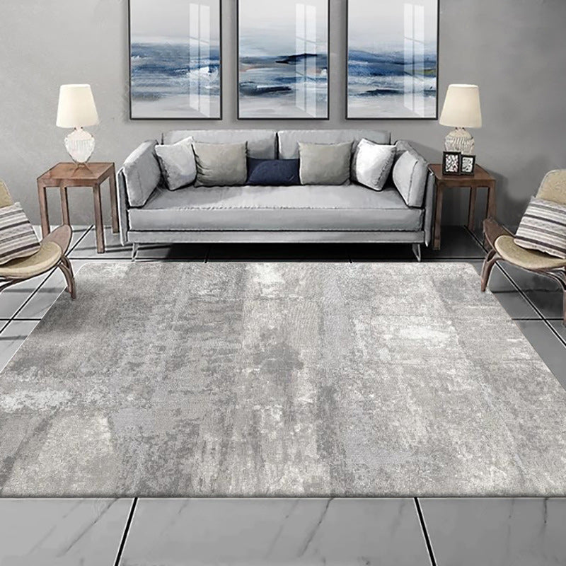 Unusual Abstract Rug Grey Modern Rug Polyester Washable Anti-Slip Backing Carpet for Living Room