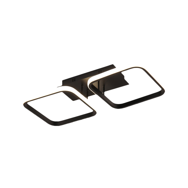 21.5"/31"/41" L Square Semi Flush Lamp Contemporary Acrylic Black/Gold LED Ceiling Mount Fixture in Warm/White Light