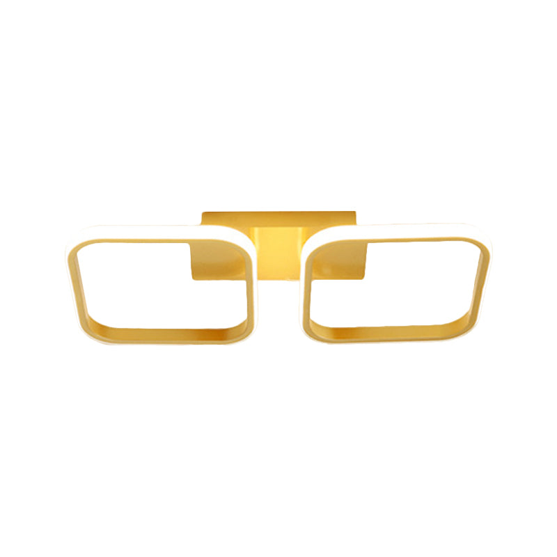 21.5"/31"/41" L Square Semi Flush Lamp Contemporary Acrylic Black/Gold LED Ceiling Mount Fixture in Warm/White Light