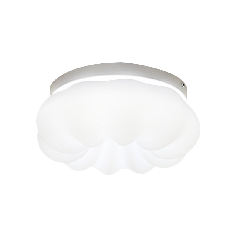 Resin Cloud-Like Ceiling Lamp Simplicity LED White Flush Mount Fixture in 3 Color Light, 12"/18" Width