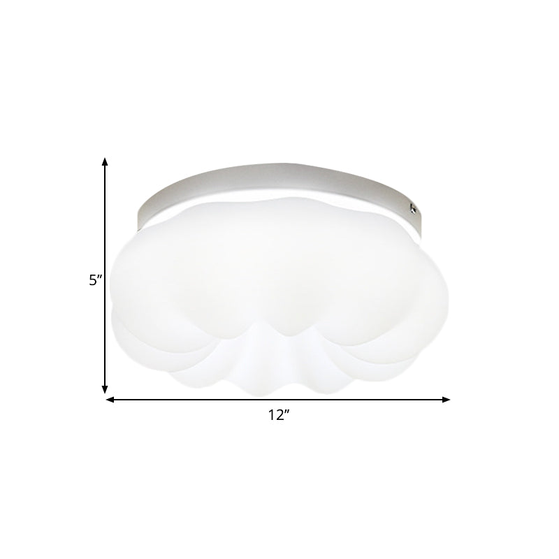 Resin Cloud-Like Ceiling Lamp Simplicity LED White Flush Mount Fixture in 3 Color Light, 12"/18" Width