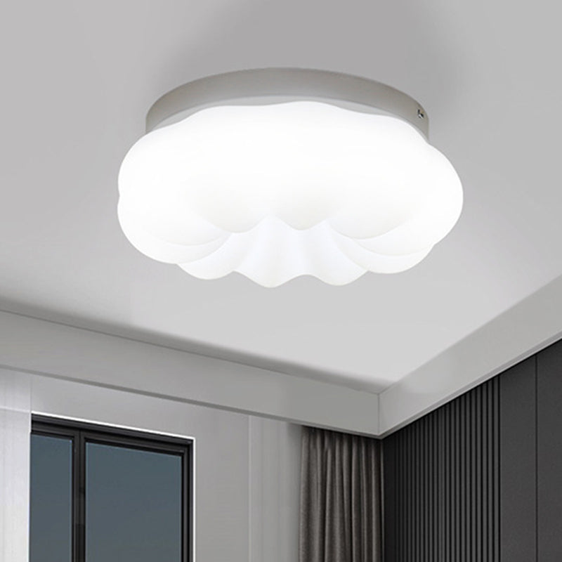 Resin Cloud-Like Ceiling Lamp Simplicity LED White Flush Mount Fixture in 3 Color Light, 12"/18" Width