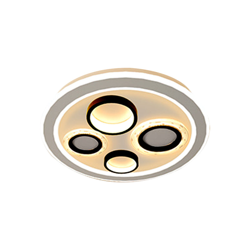 Circular Flush Mount Modernist Acrylic LED Black Ceiling Light Fixture for Bedroom, 16.5"/20.5" Wide