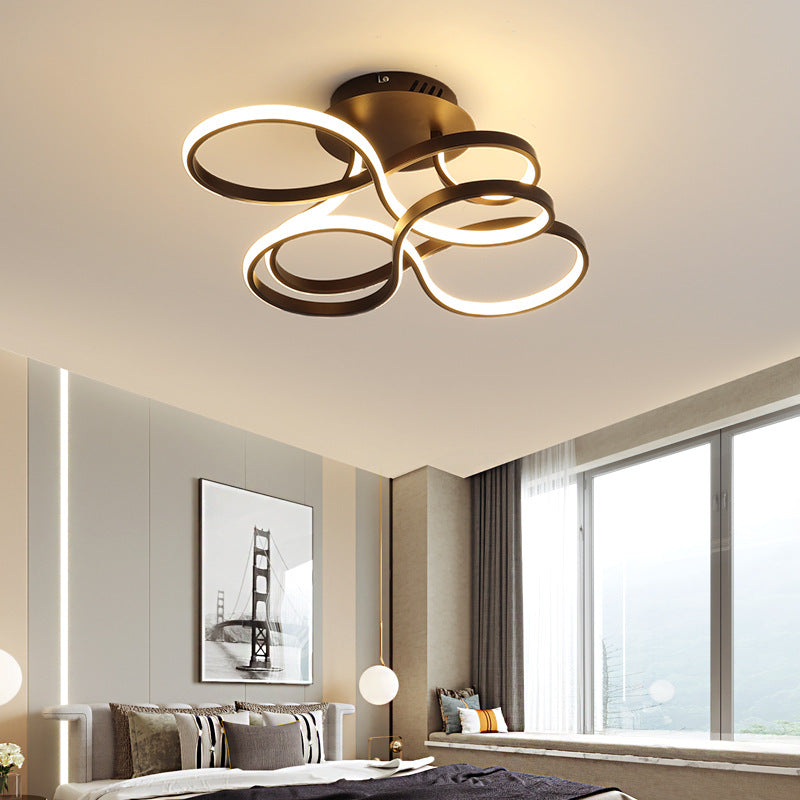 Metallic Twisted Line Flush Mount Simplicity White/Brass/Gold LED Close to Ceiling Lighting, White/3 Color Light