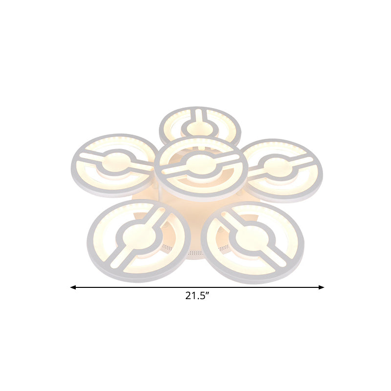 White Flower Design Semi Mount Lighting Minimalism LED Acrylic Flush Ceiling Lamp in Warm/White/Natural Light