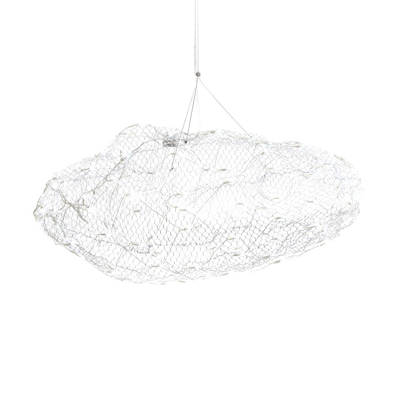 12 "/16" W Lampadellier a forma di nuvola con lampada appesa a LED a LED in metallo modernista in metallo, luce calda/bianca