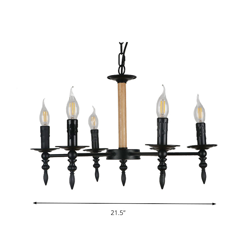 Lampada lampadario a candela per finitura nera Antique Metal and Wood Heads Restaurant lampadario