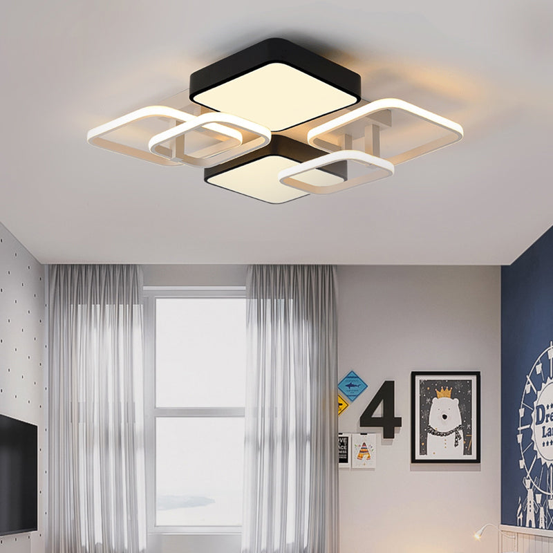 Acrylique carré plafond plafond monte à chasse moderne de 25,5 "/ 39" de large LED près du plafond de plafond en noir