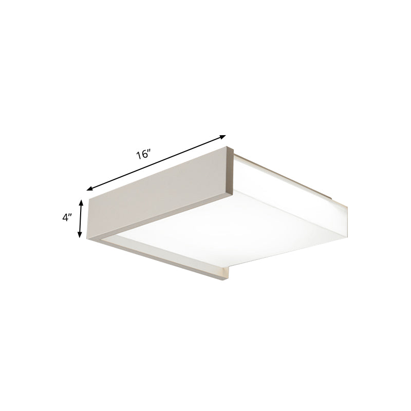 Plafonnier carré en acrylique avec abat-jour encastré, moderne et simple, LED intégrée en métal, 40,6 cm/49,5 cm de large, blanc chaud/blanc pour chambre à coucher