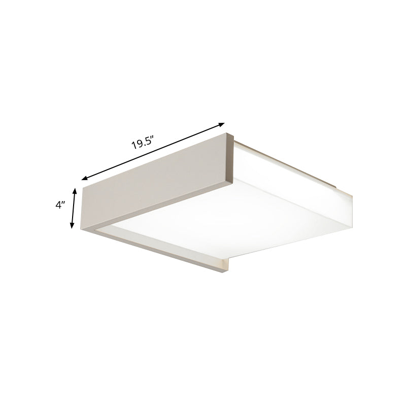 Square Acrylic Shade Ceiling Flush Mount Light Modern Simple Metal Integrated LED 16"/19.5" Wide White Bedroom Flush Mount Fixture in Warm/White