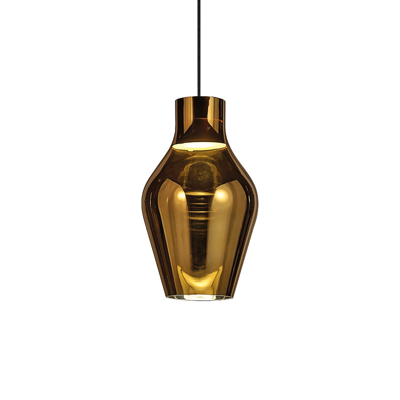 Urn Living Room Pendant Lamp Gold/Smoke Glass 1 Light 6.5"/8.5" Wide Modern Led Hanging Light in White/Warm Light