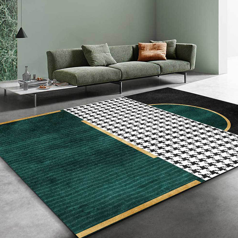 Modern Living Room Rug Multicolor Cube Print Rug Polyester Non-Slip Backing Washable Area Rug