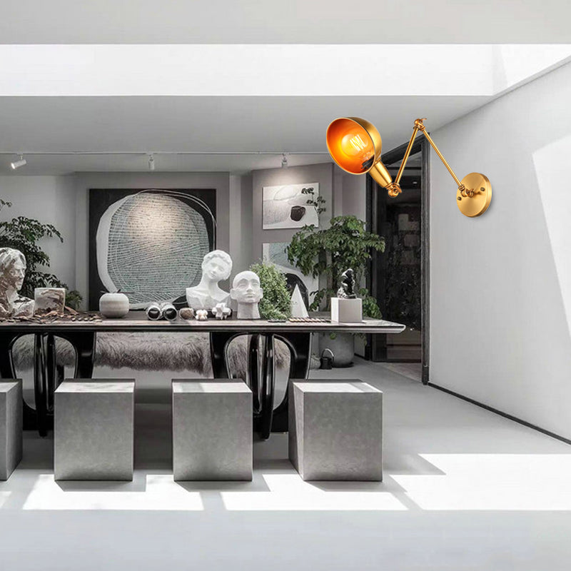 Sconcetto da parete della cupola retrò 1 illuminazione a parete in metallo con braccio oscillante in ottone/cromo per il bagno