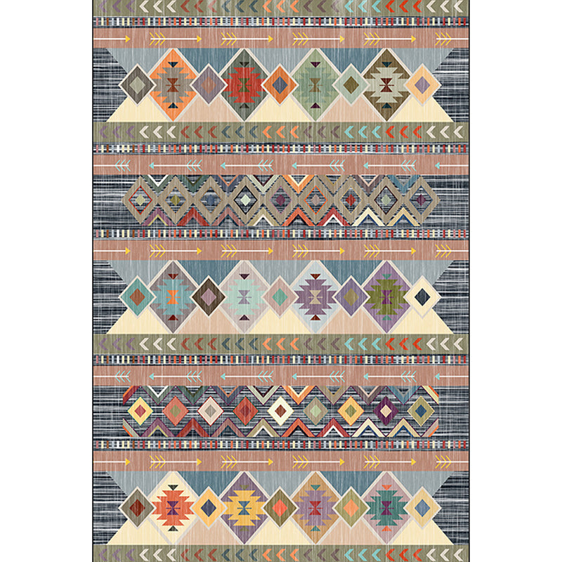 Americana Southwestern Rug Colorful Tribal Diamond Arrow Pattern Rug Polyester Anti-Slip Carpet for Home Decoration
