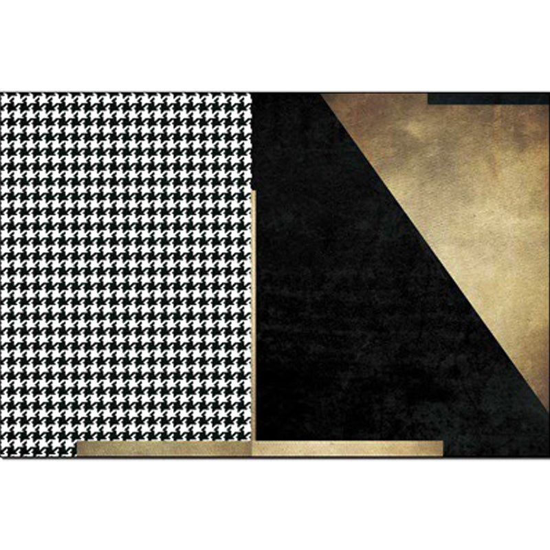 Zwart slaapkamer Tapijt Modern kleurenblok Houndstooth Patroon Gebied Rug polyester Petvriendelijk tapijt