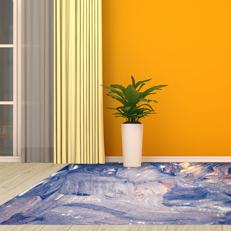 Green and Blue Bedroom Rug Modern Abstract Seawater Pattern Area Rug Polyester Pet Friendly Washable Carpet