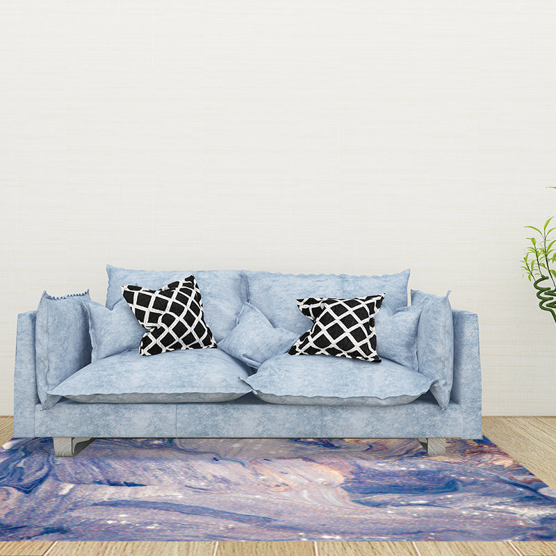 Green and Blue Bedroom Rug Modern Abstract Seawater Pattern Area Rug Polyester Pet Friendly Washable Carpet