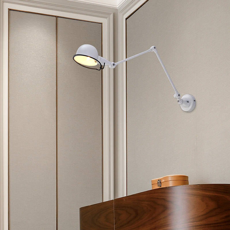 Éclairage mural à bras swing noir / blanc avec ombre de bol Métal industriel 1 Corridor Corridor Lampe