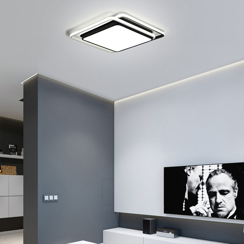 Contemporary Simple Ceiling Flush Mount Light with Acrylic Shade Integrated LED Bedroom Black/White Flush Mount Light in Warm/White