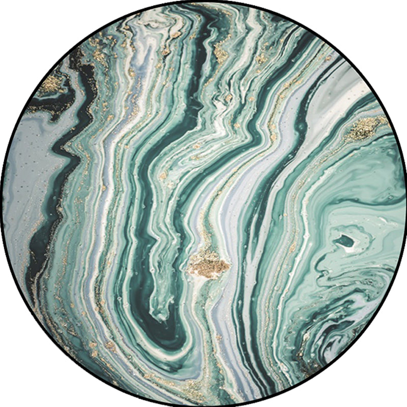 Teal Bedroom Rug Modern Abstract Marble Pattern Area Rug Polyester Washable Anti-Slip Carpet