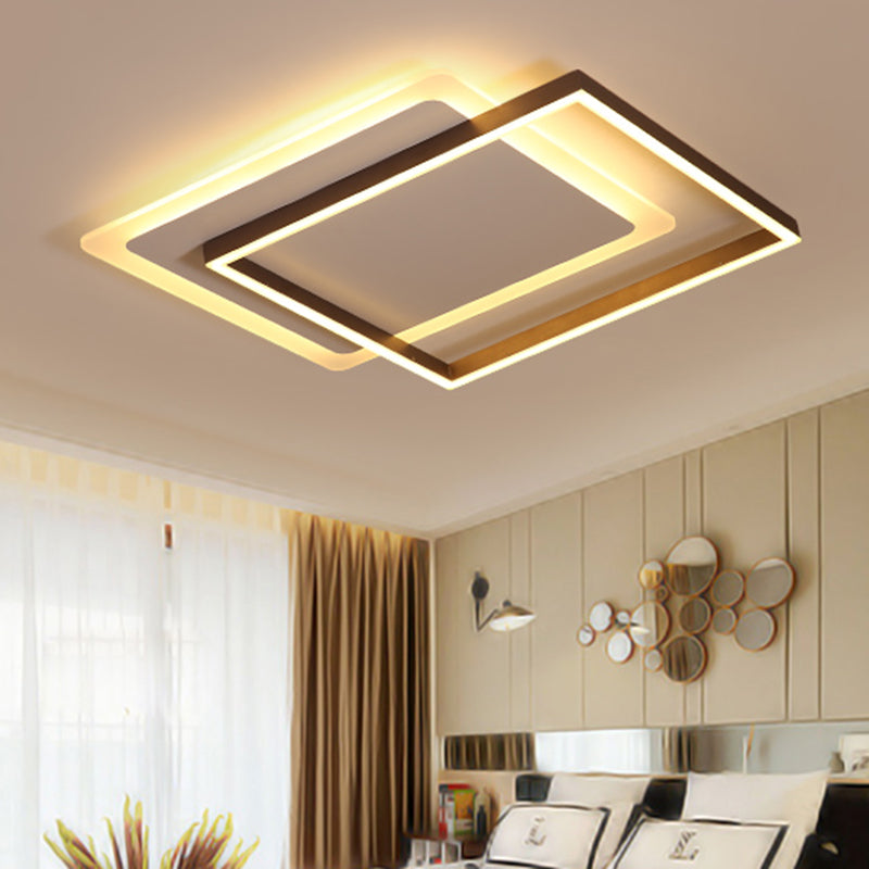 16.5"/20.5"/24.5" Wide Rectangular Flush Lamp Modern Acrylic LED Coffee Flush Mount Lighting Fixture in Warm/White Light