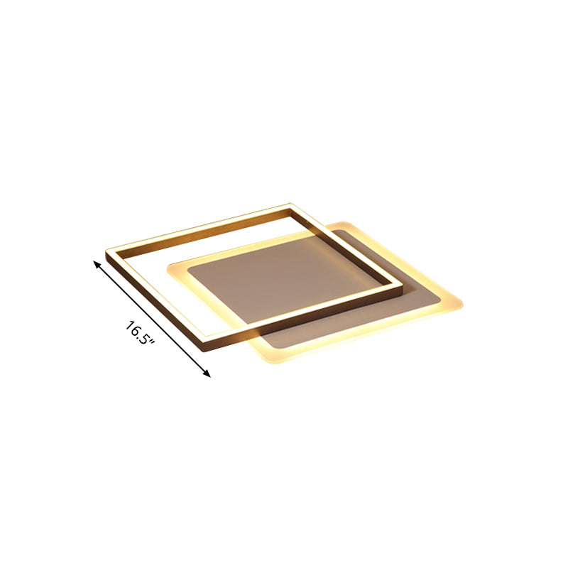 16.5"/20.5"/24.5" Wide Rectangular Flush Lamp Modern Acrylic LED Coffee Flush Mount Lighting Fixture in Warm/White Light