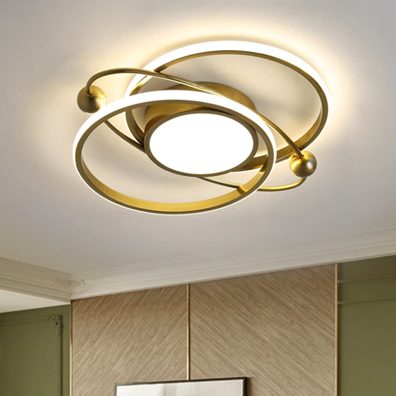Le plafond en orbite planétaire en métal rinçait un style de style simple en or LED en or dans une lumière chaude / blanche / 3 de couleur