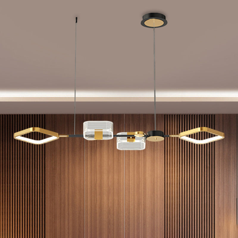 Lampada di sospensione a soffitto in metallo quadrato semplicità a LED oro sospeso isola per il ristorante