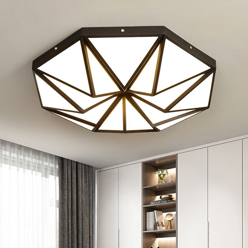 Geometric Great Room Flush Light Acrylic LED Simplicity Ceiling Mounted Fixture in Black/White/Gold