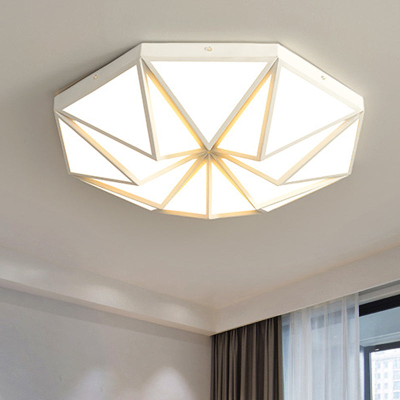 Geometric Great Room Flush Light Acrylic LED Simplicity Ceiling Mounted Fixture in Black/White/Gold